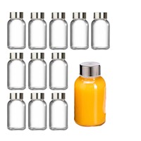 Bouteille à jus en verre réutilisable de 5 oz avec bouchon en acier inoxydable, gobelet en verre, contenants de stockage de liquides pour boissons, réfrigérateur, voyage