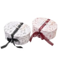 Boîte cadeau ovale en carton rigide de style français à motif floral - Conception à ouverture facile pour l'emballage de gâteaux d'anniversaire et de la Fête de la Mi-Automne pour les meilleurs amis