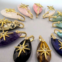 Pendentif en zircon naturel taillé en goutte d'eau, plaqué or, fait main, bijoux de mode transfrontaliers pour femmes européennes et américaines