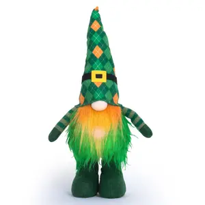 St. Patrick's Day Gnome Plush - Irish Mr et Mrs Elf Dwarf Gnomes Plushie pour la décoration de l'arbre de Noël Décoration d'intérieur