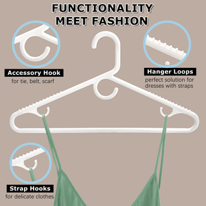 Сверхпрочные белые пластиковые вешалки для одежды оптом Нескользящие пластиковые вешалки для шкафа - Product Image 3