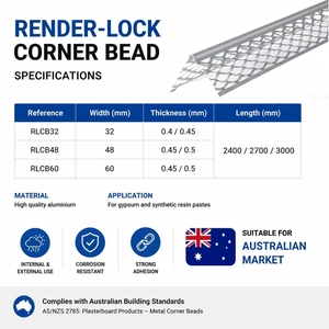 Profilo angolare in <span class=keywords><strong>alluminio</strong></span> espanso per intonaco e render, standard australiano, per sistemi di intonaco e render - Product Image 2