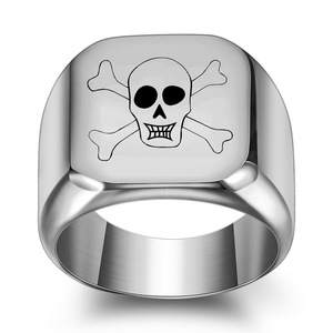 Stainless Steel Skull <b>Ring</b> 22mm 18mm Polished Men's Jewelry Gift Round Square Shape Geometric Design - Product Image 3
