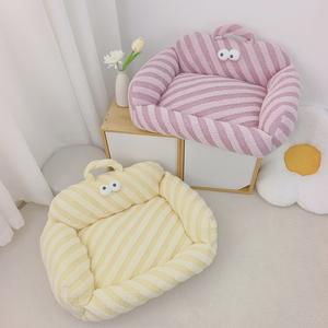 Kurzes Plüsch-Rechteck-Mode-Haustier bett Gemütlicher Karton <span class=keywords><strong>Big</strong></span> Eye Sleeping Soft Warm Foam für kleine mittelgroße Hunde Katzen - Product Image 2