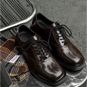 Business Elite High Top Derby Chaussures à semelles épaisses légères Hommes Femmes Tendance Britannique Formelle Commutation Confortable Cuir - Product Image 3