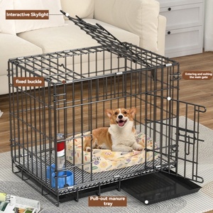 <span class=keywords><strong>Cage</strong></span> pour animaux de compagnie en fer épaissi audacieux avec plateau en plastique fermeture à bouton boîte de toilette séparée <span class=keywords><strong>pliable</strong></span> pour petits moyens grands chiens chats - Product Image 2