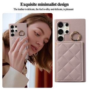 Para <span class=keywords><strong>Samsung</strong></span> Galaxy S22 S23 S24 S25 Ultra tarjetero funda de teléfono pequeña fragancia Pu cuero bandolera funda protectora para mujer - Product Image 3