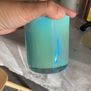 Luxury Iridescent Candle Jar With <b>Lids</b> Customized Crystal Glass Candle Vessel <b>Decor</b> Aura Electroplated Empty Candle Container - Product Image 3