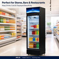 Vitrine réfrigérée verticale à porte vitrée simple pour boissons, refroidissement par ventilateur, pour supermarchés et commerces de proximité