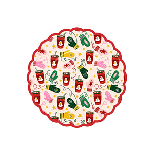 DAMAI Christmas Customized Party Tableware Set Disposable Christmas Santa Ring Bow Knot Star Gift <b>Pattern</b> <b>Paper</b> Plate - Product Image 5