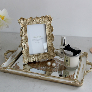 Cornice decorata oro in resina testurizzata per la visualizzazione da tavolo decorativo in vetro appeso a parete cornice per la casa Wedding decoro - Product Image 5