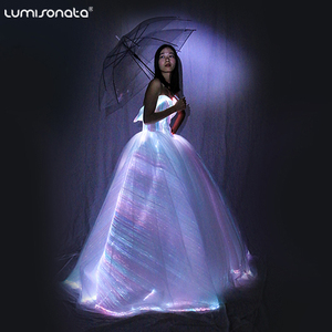 La vendita calda ha condotto luminoso in fibra ottica glowing light up delle donne <span class=keywords><strong>abito</strong></span> da sposa <span class=keywords><strong>abito</strong></span> da sposa - Product Image 5