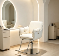 Centre de beauté pour femmes barbier rose chaise de salon équipement de coiffure led éclairé style maquillage salon Mirror Station