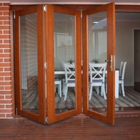 Portes pliantes en aluminium avec verre trempé et moustiquaire en fibre de verre, porte pliante de sécurité extérieure