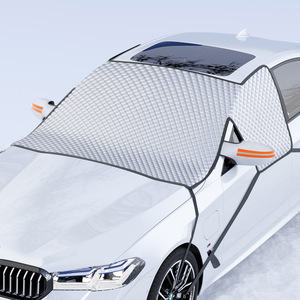 Housse de protection pare-brise anti-givre pour voiture, épaisse, protection hivernale, double couche, motif quadrillé, imperméable, type fixation par pince de porte - Product Image 1