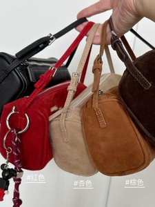 Bolso cilíndrico de gamuza vintage, bolso de mano cruzado de hombro de cuero de verano para mujer - Product Image 2