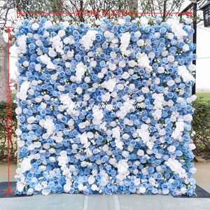 Popular Pared de flores 3D boda Artificial flor blanca pared telón de fondo decoración azul claro y pared de flores blancas - Product Image 2