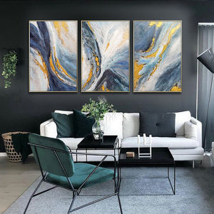 Cuadro Grande Decorativo para el Hogar, Pintura al Óleo Moderna sobre Lienzo, Arte Abstracto Hecho a Mano con Efecto de Océano Azul Fluido - Product Image 3