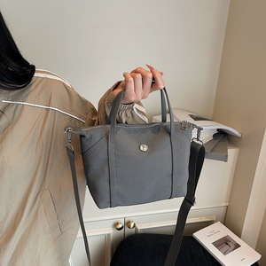 Sac fourre-tout en toile de coton personnalisé avec logo, petit format, idéal pour le shopping ou la plage, sac à bandoulière avec poche – Vente chaude - Product Image 6