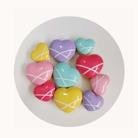 Abalorios de resina con forma de corazón, cabujones de resina de comida estilo macaron, suministros para slime, cabujones de resina plástica para manualidades
