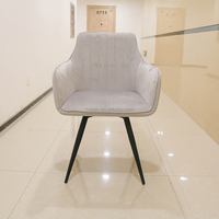 Pieds en métal élégant et doux fauteuil nordique salon Restaurant fauteuil pivotant tissu velours chaise de salle à manger moderne