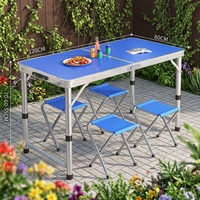 Ensemble de table et chaises de camping pliables portables, 1 table et 4 chaises, imperméables