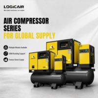 Compresseur d'air industriel LOGICAIR 4-en-1 à vis, refroidi par air, 7-20 bars, avec réservoir pour machine CNC