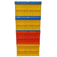 Boîte de rangement pliable en plastique QS, caisses de déménagement, conteneur pliable, boîtes de rangement empilables avec couvercle, boîte de rangement pliable