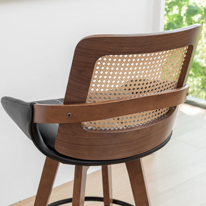 Tabouret de <span class=keywords><strong>bar</strong></span> ensemble de <span class=keywords><strong>4</strong></span> <span class=keywords><strong>chaises</strong></span> de <span class=keywords><strong>bar</strong></span> industrielles modernes cadre en bois tissé rotin canne dossier haut tabourets chaise de <span class=keywords><strong>bar</strong></span> pour cuisine maison - Product Image 5