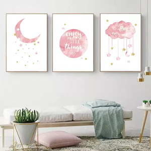 Affiche nordique pour enfants huile sur toile Art pépinière <span class=keywords><strong>chambre</strong></span> de fille rose décoration murale peinture décorative pour la maison des enfants - Product Image 3