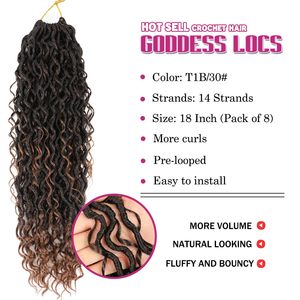8 confezioni dea capelli all'uncinetto finti con onda d'acqua stile Boho capelli di fiume con estremità ricci per le donne Black dea Locs - Product Image 2