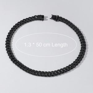 Collar de Cadena Cubana Negra de 13mm Estilo Hiphop 2026, Collar Punk Simple Geométrico para Hombre, Joyería de Moda - Product Image 5