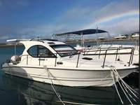 Bonne Performance 8.50m En Fiber De Verre Cabine Cruiser Bateau De Pêche De Luxe Sport Yacht Pour Vente