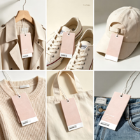 Étiquette suspendue en papier gaufré personnalisée avec cordon, étiquette minimaliste pour vêtements de marque, mode et habillement