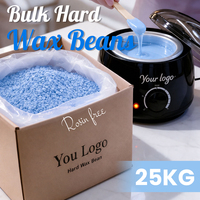 Carton de 25 kg de cire dure en grains sans colophane, perles de cire bleues Macaron pour distributeurs de salons et épilation OEM