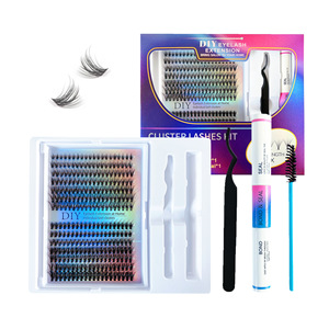 Ciglia a grappolo fai da te personalizzabili all'ingrosso private label C <span class=keywords><strong>D</strong></span> Curl segmento Pre-taglio Kit di estensione ciglia fai da te a grappolo kit ciglia - Product Image 1