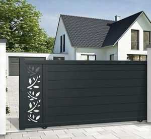 Conceptions de porte principale en aluminium pour maison et jardin sur mesure barrière de jardin en métal enduit de poudre découpée au <span class=keywords><strong>laser</strong></span> porte coulissante automatique pour villa - Product Image 1