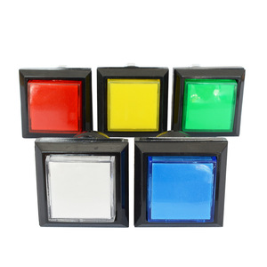 Square Illuminated <b>Push</b> <b>Button</b> <b>Switch</b> 33mm With Black Base For Amusement Machine Accessories - Product Image 3