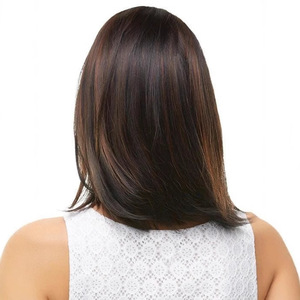 วิกผมสั้นตรงสีน้ำตาลดำ แบบแบ่งกลางศีรษะ ทรงบ๊อบ ผลิตจากเครื่องจักร ทนความร้อนสูง ขายตรงจากโรงงาน - Product Image 4
