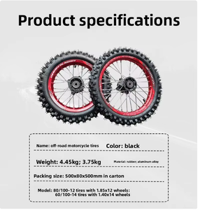 Ensemble de roues de moto tout-terrain de 12 à 14 pouces, 80/100-12 60/100-14, jantes à rayons en aluminium CNC, kit complet avant et arrière - Product Image 4