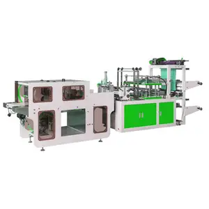 Automatic Computer Control Double-layer Two Lines High Speed 400pcs/min Ldpe HDPE PE glove machine