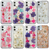 Étui CASEMIMI pour fleurs pressées - TPU souple transparent + PC, étanche et antichoc, design bleu luxueux pour tous les modèles