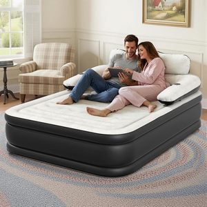 Comfort Blow up Queen Size <b>Mattress</b> Inflatable Camping Airbed Folding Air <b>Mattress</b> with Headboard Pillows Built-in Pump - Product Image 2