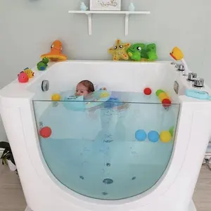 Gaya Eropa Air Akrilik Berdiri Bebas Pusaran Air Termostat Lampu Led Bayi Spa Mandi Berdiri Bebas Bak Mandi Bayi Spa