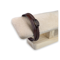 Bracelet NFC classique en coquille de noix de coco avec boucle magnétique en cuir 13,56 MHz RFID pour contrôle d'accès hôtelier, bracelet intelligent OEM/ODM, cadeaux NFC