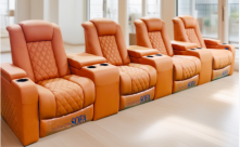 Sillón Reclinable Moderno de Cuero Sintético Marrón con Portavasos, Asiento Acolchado para Cine en Casa, para Sala de Estar - Product Image 3
