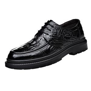 Chaussures habillées en cuir pour hommes, style Oxford, bout rond, imprimé crocodile, pour mariage printanier, semelle en caoutchouc antidérapante, doublure en cuir véritable - Product Image 5