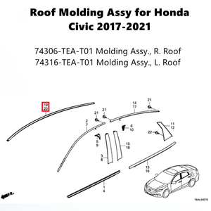 2PCS Kit de moulures latérales gauche et droite pour <span class=keywords><strong>Honda</strong></span> <span class=keywords><strong>Civic</strong></span> Sedan 4 <span class=keywords><strong>portes</strong></span> 2017 <span class=keywords><strong>2018</strong></span> 2019 2020 2021 - Product Image 2