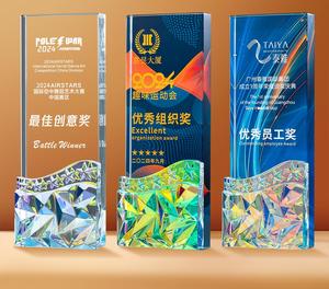 2025年创意彩色雕刻凸版印刷水晶奖杯，适合高端优雅运动和游戏 - Product Image 6