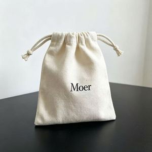 Sac à cordon écologique OEM ODM en toile de coton recyclé, pochette anti-poussière avec impression de logo personnalisé - Product Image 1